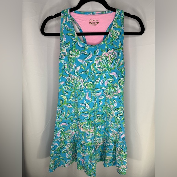 Lilly Pulitzer Mixed Doubles Dress UPF 50+ Cumulus Blue Chick Magnet size M - Picture 4 of 12